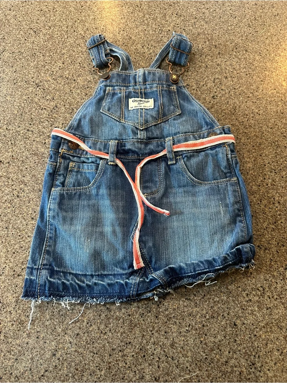 OshKosh B'gosh Denim Overall Skirt with Striped Waist Tie - Blue